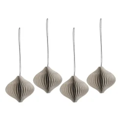 Boules de Noël Onion lot de 4, Beige