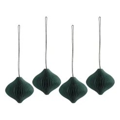Boules de Noël Onion lot de 4, Vert forêt