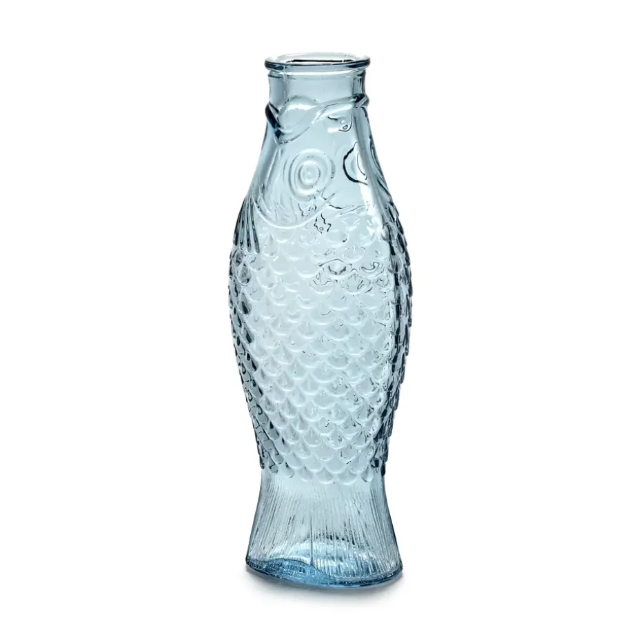 Bouteille en verre Fish & Fish 85 cl, Light blue