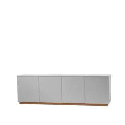 Buffet Beam, gris clair, socle en chêne huilé
