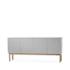 Buffet Beam, gris clair, structure en chêne huilé blanc