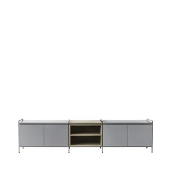 Buffet Molto bas, gris/chêne, 3 sections