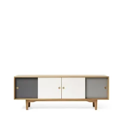 Buffet Moodi 180, gris/blanc, structure en chêne