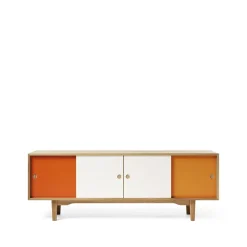 Buffet Moodi 180, orange/blanc, structure en chêne