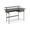 Bureau Luna avec tiroir et étagère, Chêne gris