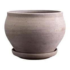 Cache-pot avec soucoupe Delphi 2 pièces, Gris, Ø24 cm, bas
