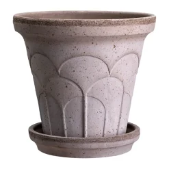 Cache-pot avec soucoupe Fleur 2 pièces, Gris, Ø21 cm