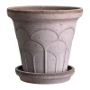 Cache-pot avec soucoupe Fleur 2 pièces, Gris, Ø18 cm