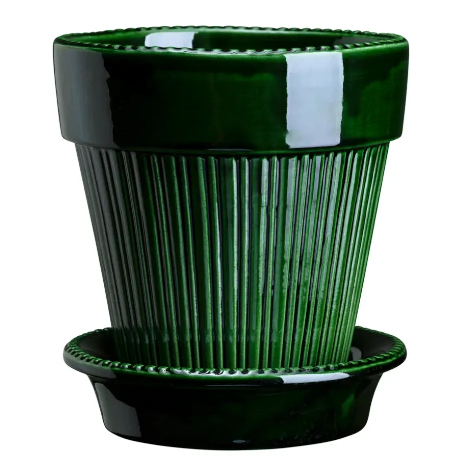 Cache-pot émaillé Simona Ø14 cm, Vert