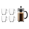 Cafetière à presse Chambord 1 L et tasses, 5 pièces