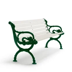 Canapé Byarum, Pin laqué blanc, pied vert, 155 cm