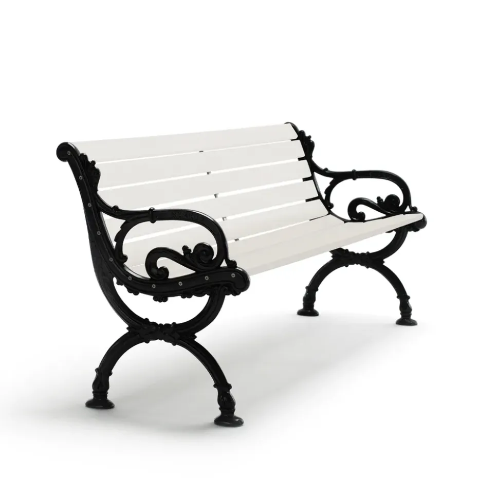 Canapé Byarum, Pin laqué blanc, pied noir, 155 cm