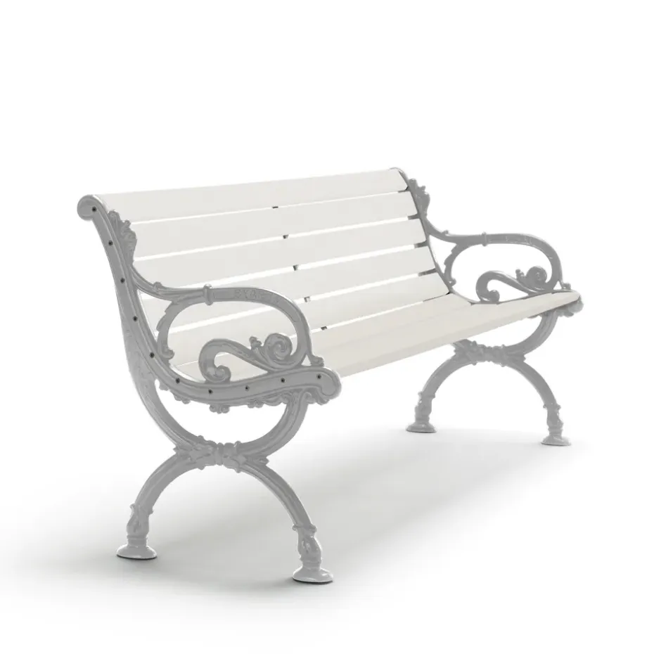 Canapé Byarum, Pin laqué blanc, support en aluminium brut, 155 cm