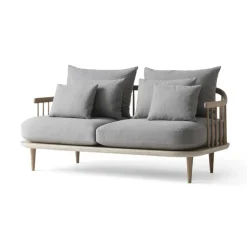 Canapé Fly SC2, tissu hot madison 094 gris clair, chêne huilé blanc