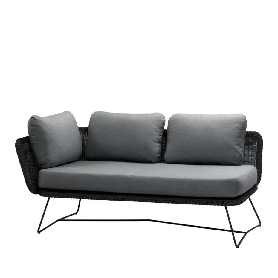 Canapé modulaire Horizon, Cane-Line Natté gris, droit, support noir
