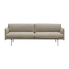 Canapé Outline 3 places tissu, Ecriture 240-Polished Aluminum