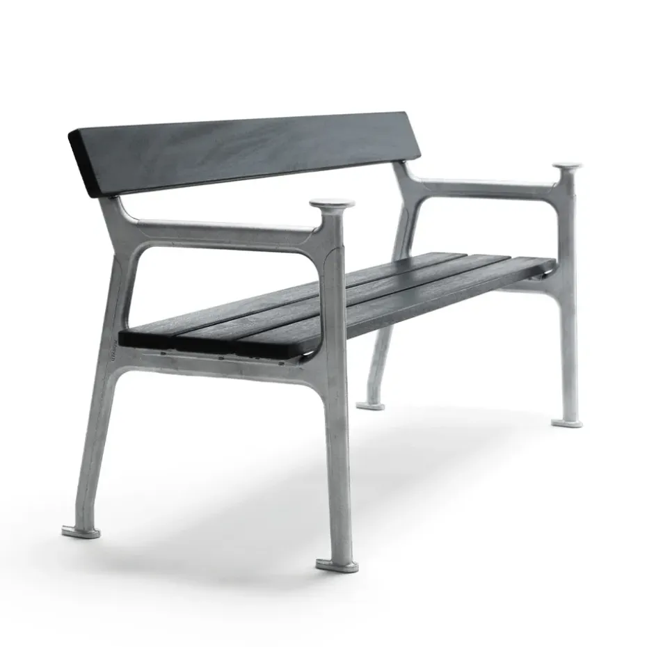 Canapé Vilamoura, Lasure acajou noir, support en aluminium brut