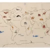 Carte en tissu The World, Blanc cassé