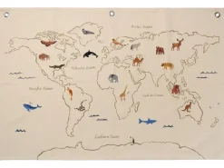 Carte en tissu The World, Blanc cassé