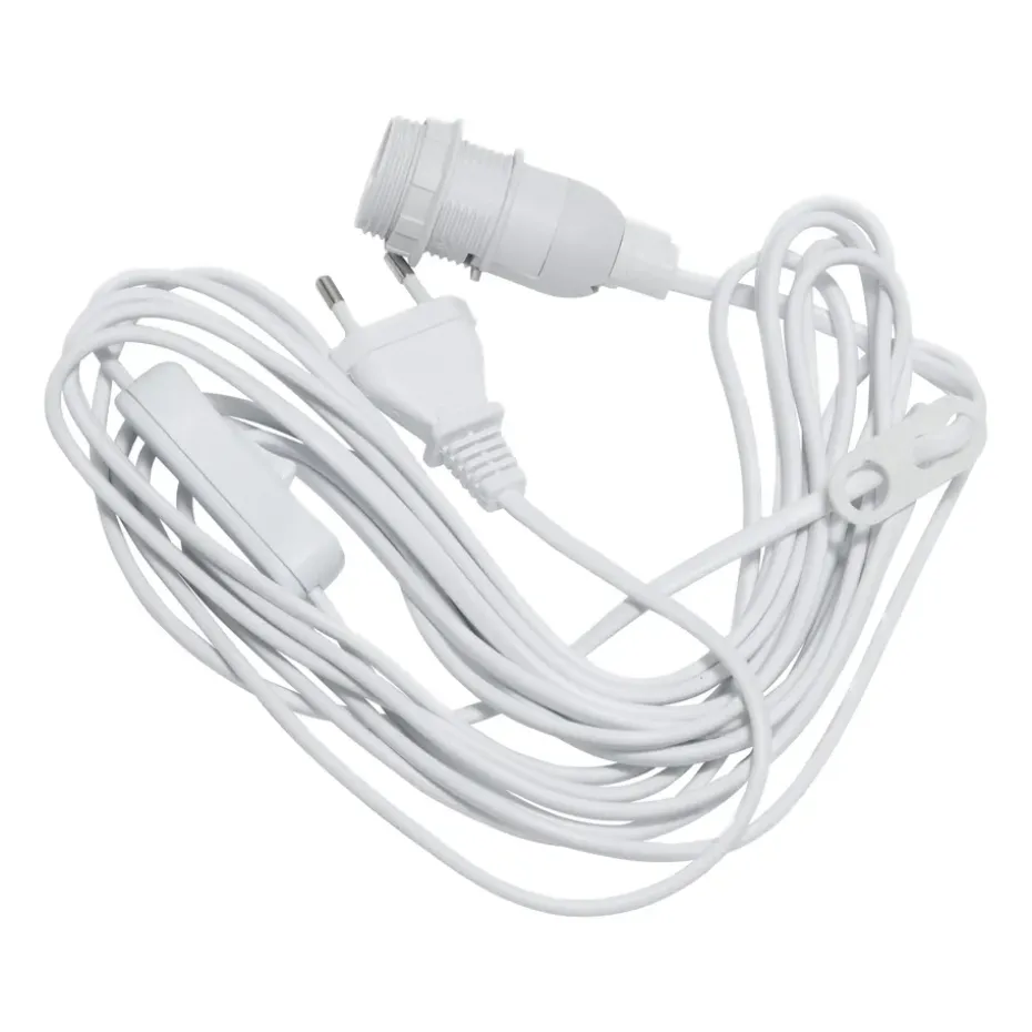 Câble avec interrupteur E14 5 m, Blanc