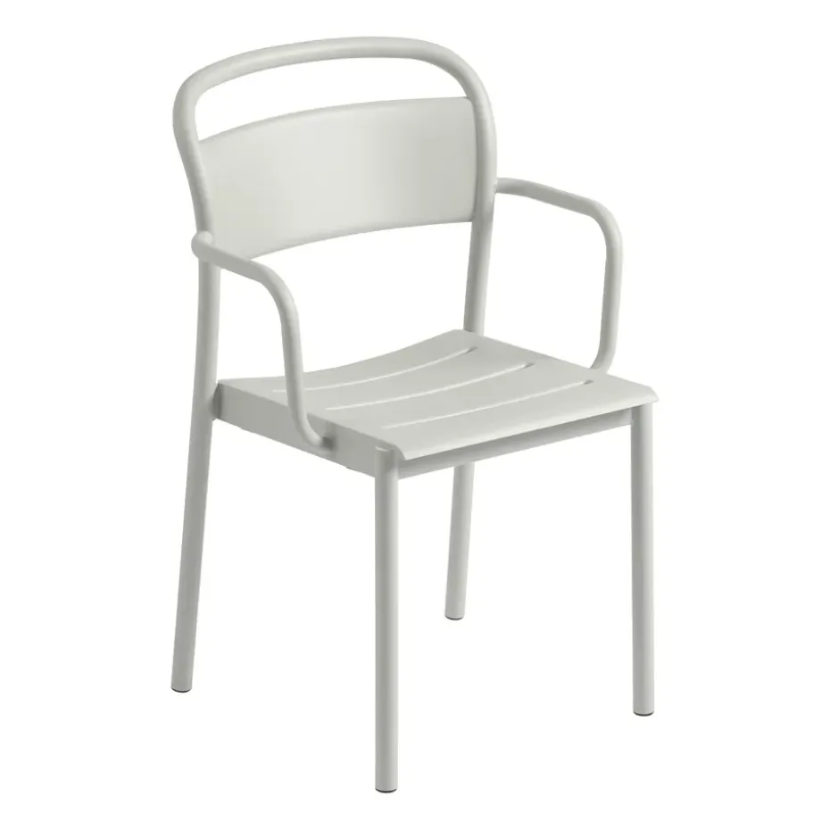 Chaise à accoudoirs Linear steel armchair, Grey (RAL 7044)