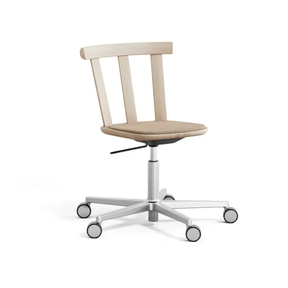 Chaise Alt sur pied pivotant avec assise rembourrée en chêne, Hallingdal 65-200 beige-vernis mat clair