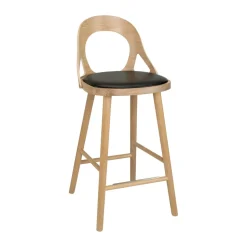 Chaise de bar Colibri 63 cm, Chêne huilé-coussin noir