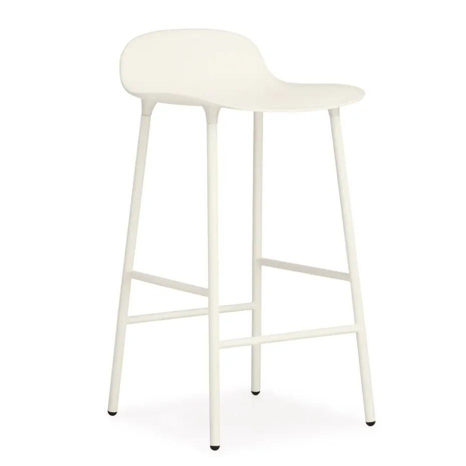 Chaise de bar Form Chair pieds en métal, blanc