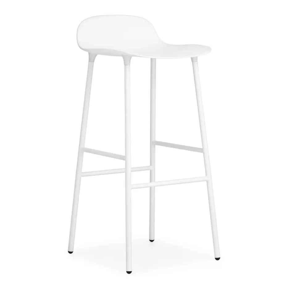 Chaise de bar Form pieds en métal 75 cm, blanc