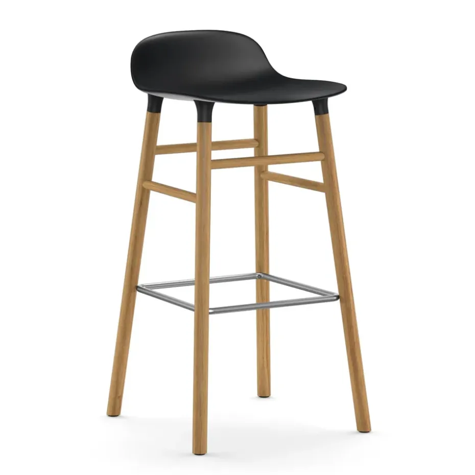 Chaise de bar Form pieds en chêne 75 cm, noir