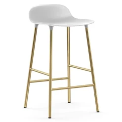 Chaise de bar Form pieds en laiton, Blanc