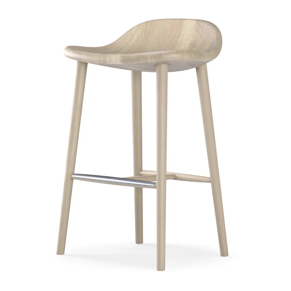 Chaise de bar Miss Holly H63 cm, Chêne laqué mat clair