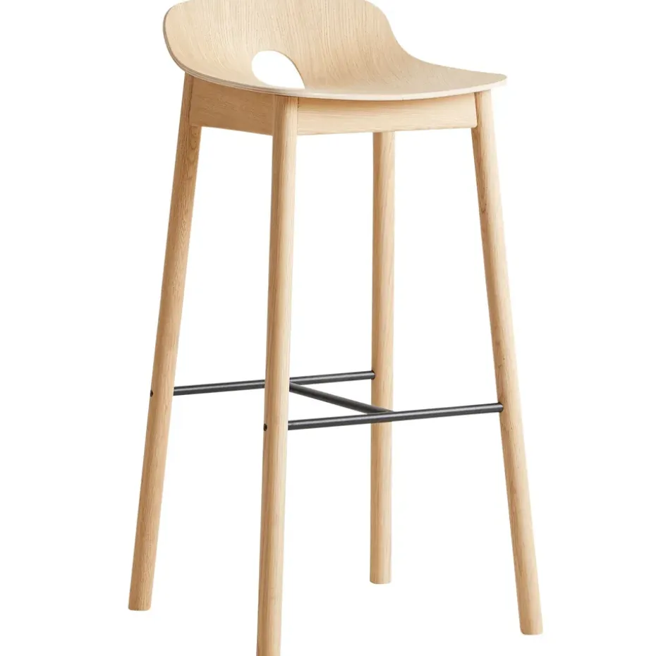 Chaise de bar Mono, Chêne pigmenté blanc