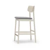 Chaise de bar Prima Vista, Tissu blues 9202 marron/beige-structure en bouleau huilé blanc