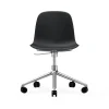 Chaise de bureau Form avec base pivotante, fauteuil de bureau 5W, noir, aluminium, roulettes