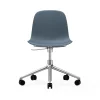 Chaise de bureau Form avec base pivotante, fauteuil de bureau 5W, bleu, aluminium, roulettes