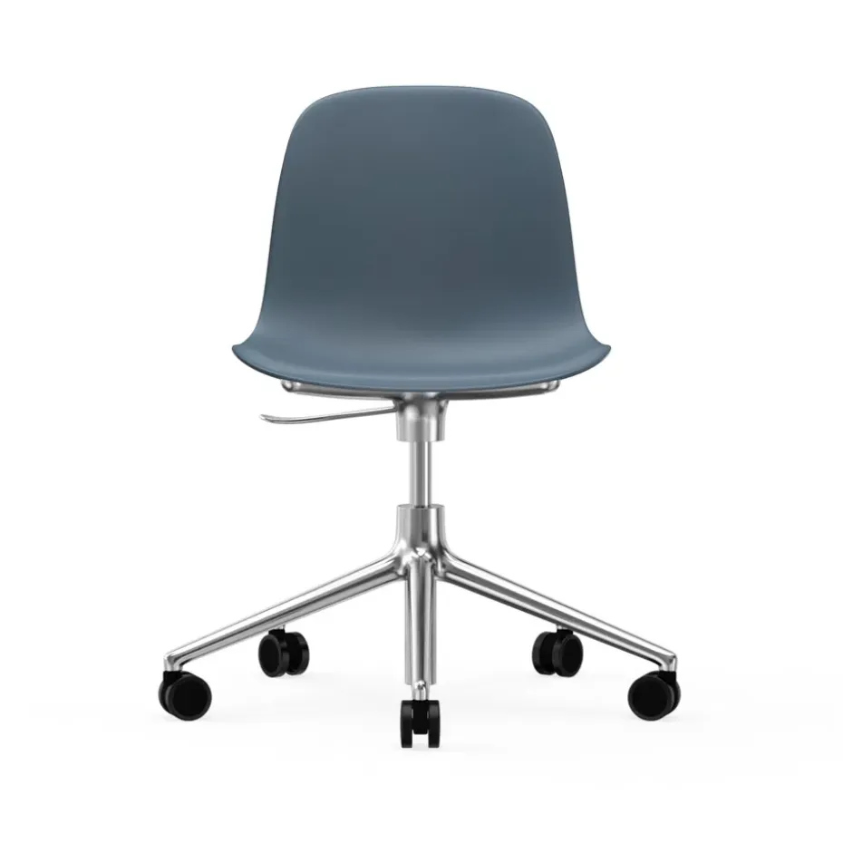Chaise de bureau Form avec base pivotante, fauteuil de bureau 5W, bleu, aluminium, roulettes