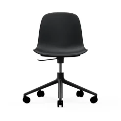 Chaise de bureau Form avec base pivotante, fauteuil de bureau 5W, noir, aluminium noir, roulettes
