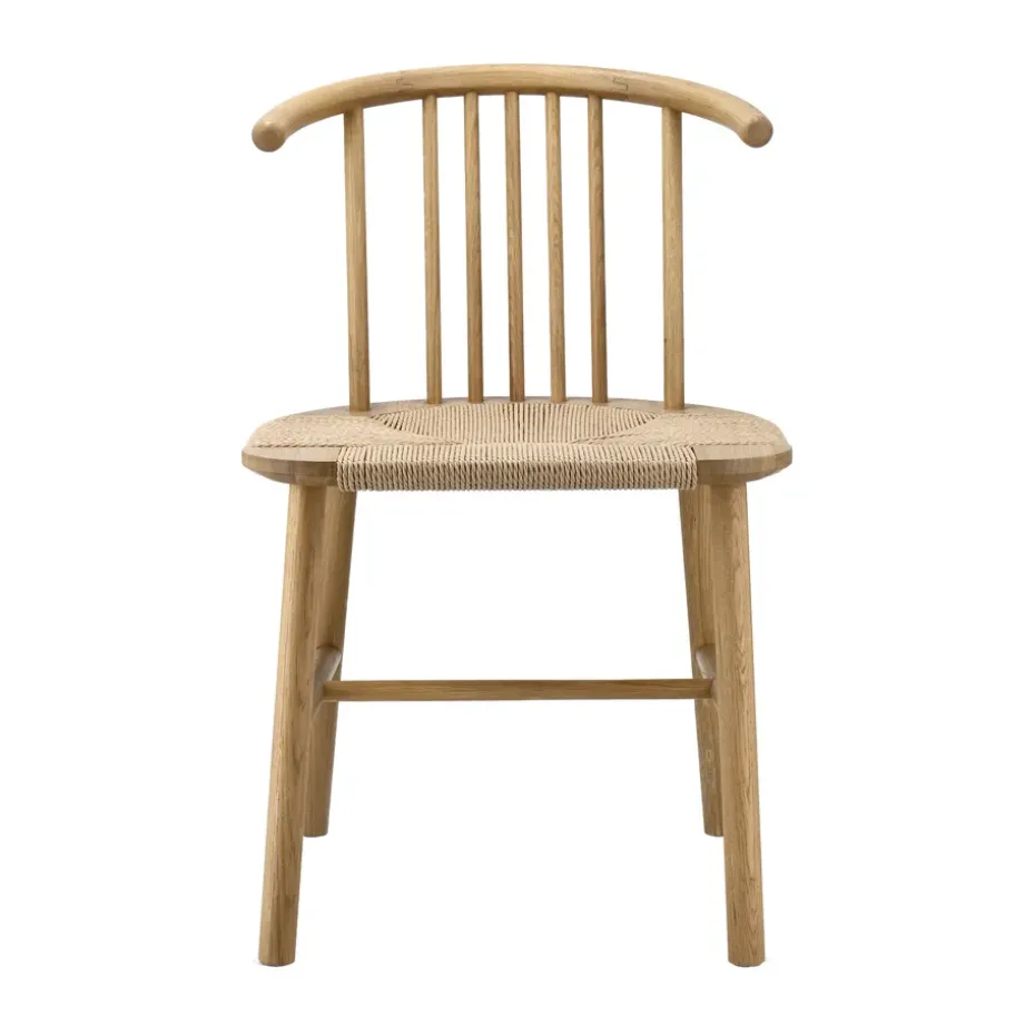 Chaise de salle à manger VIOR avec assise tressée, Chêne laqué-nature