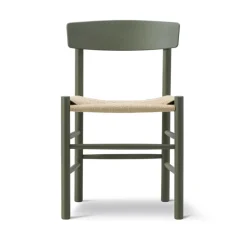 Chaise J39, Khaki green-tressé naturel