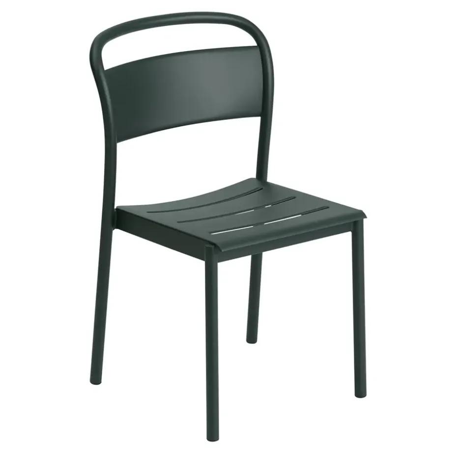 Chaise Linear steel side chair, Dark green