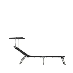 Chaise longue Amigo Top, Toile textaline black-support en aluminium-auvent solaire