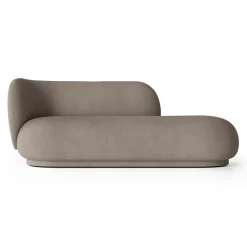 Chaise longue Divan Rico gauche, Brossé gris chaud