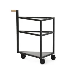 Chariot de service Move, chêne lasuré noir, big, marbre marquina, verre