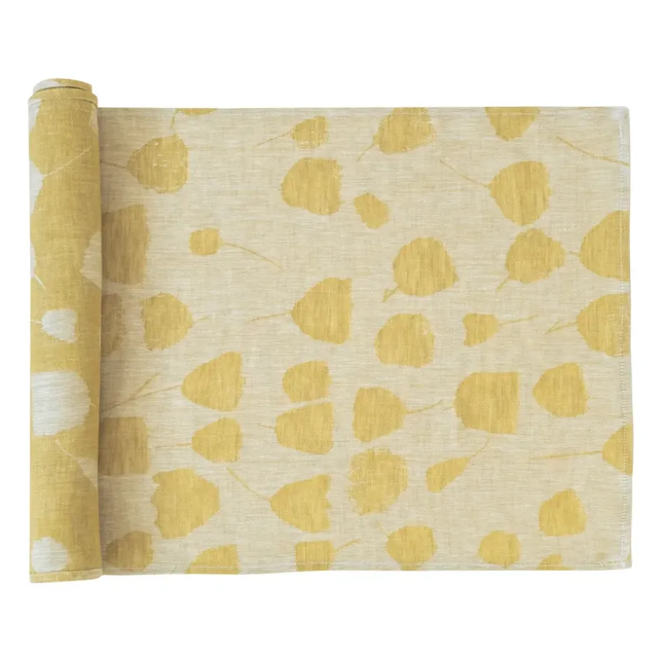 Chemin de table Bouquet 150x45 cm, Jaune-blanc