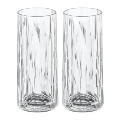 Club No. 3 verre à long drink plastique 25 cl, lot de 2, Cristal transparent