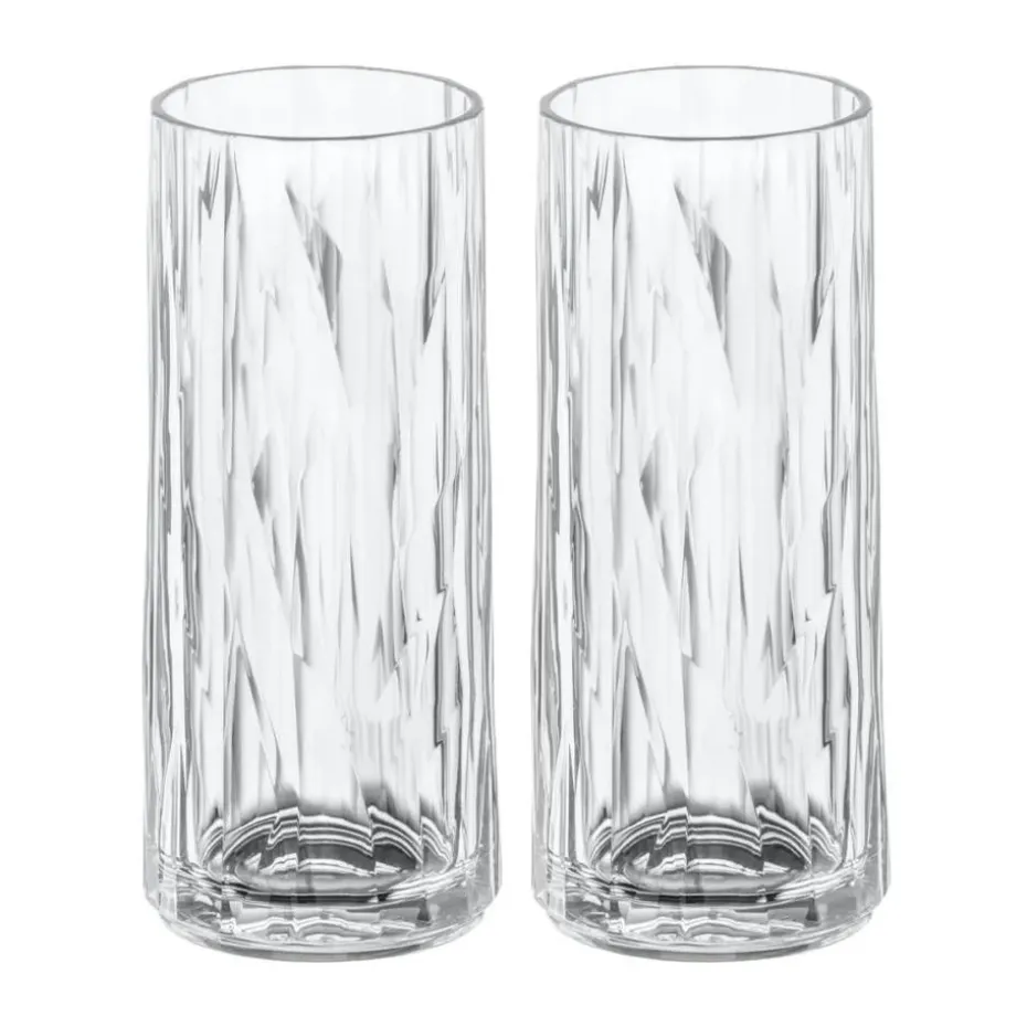 Club No. 3 verre à long drink plastique 25 cl, lot de 2, Cristal transparent