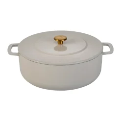Cocotte Combekk Enameled en fonte émaillée Ø24 cm, Sand-gold knob