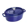 Cocotte en fonte ovale Staub, trois couches d'émail 4,2 l, bleu foncé