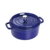 Cocotte en fonte ronde Staub, trois couches d'émail 5,2 l, bleu foncé